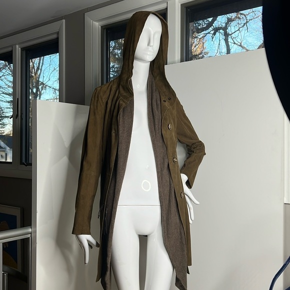 Roncarati Sz 40 Italian Suede Angora Front Button Trench Jacket - Picture 7 of 16